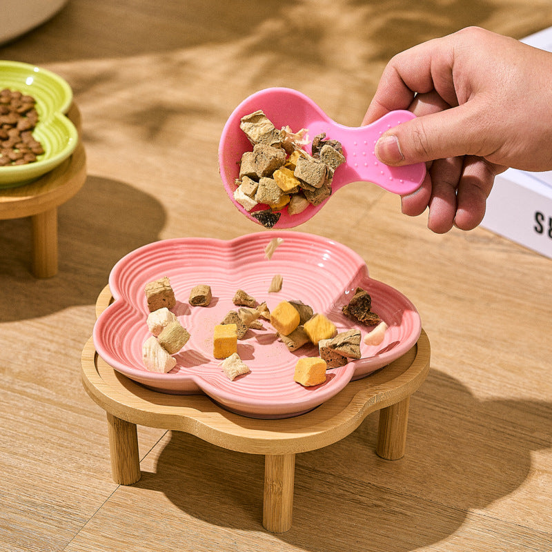 Ceramic Pet Bowl Cute Cat Snack Canned Plate High Foot Neck ProtectionBowl