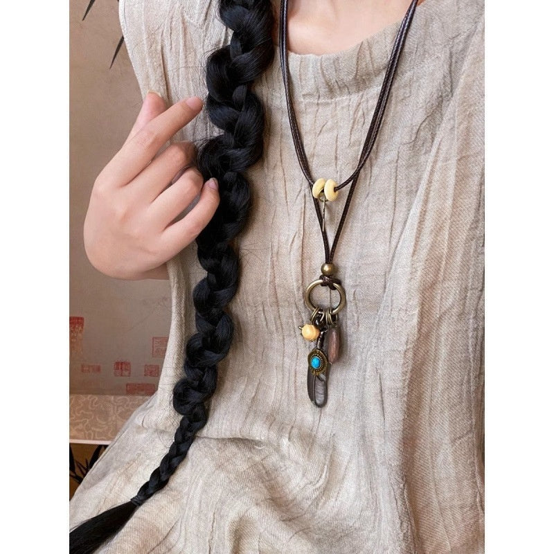 Vintage Feather Pendant Necklace