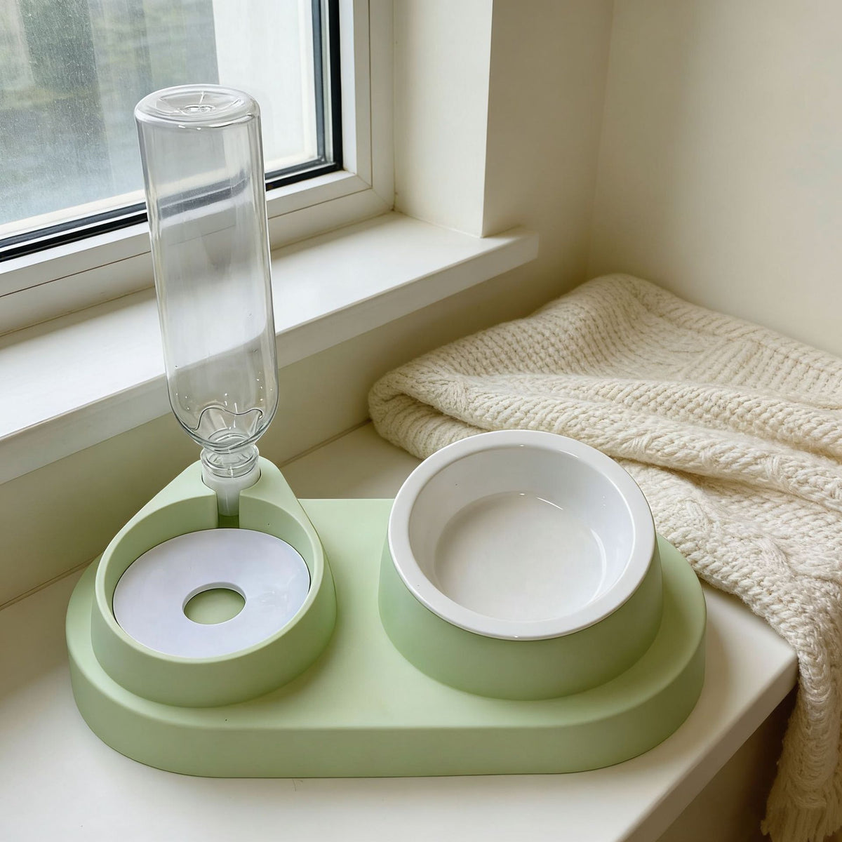 Double Compartment Pet Food and Water Bowl