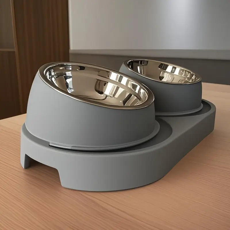 Double Compartment Pet Food and Water Bowl