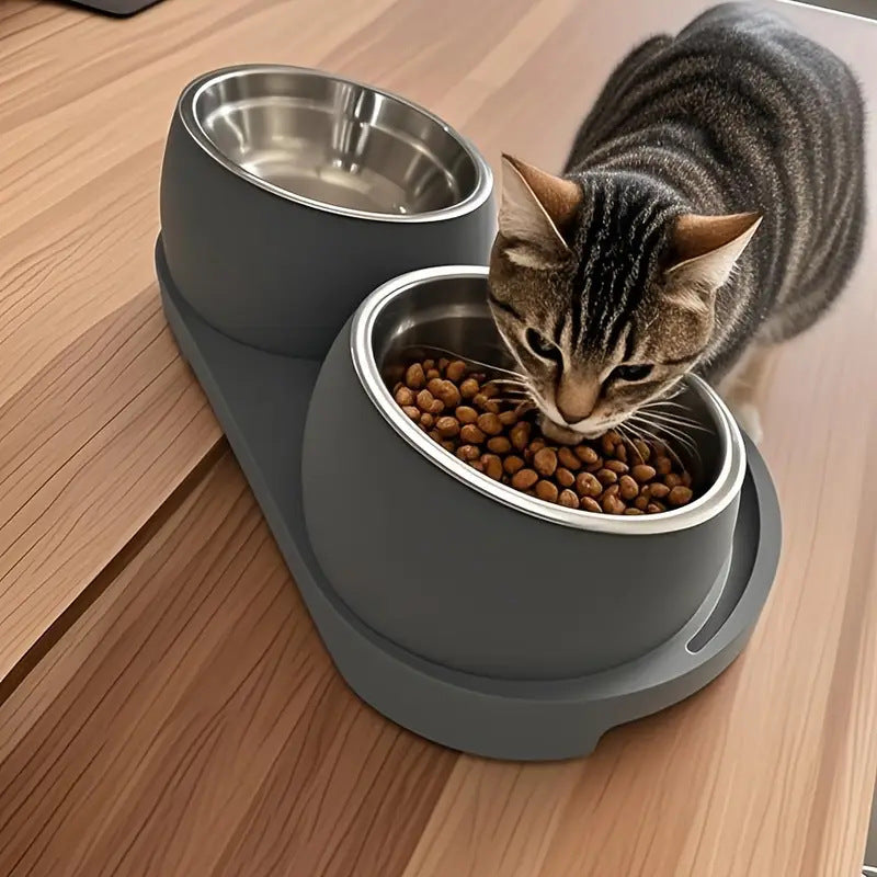 Double Compartment Pet Food and Water Bowl