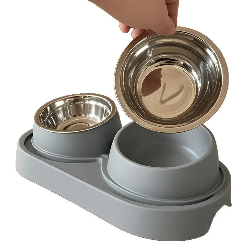 Double Compartment Pet Food and Water Bowl