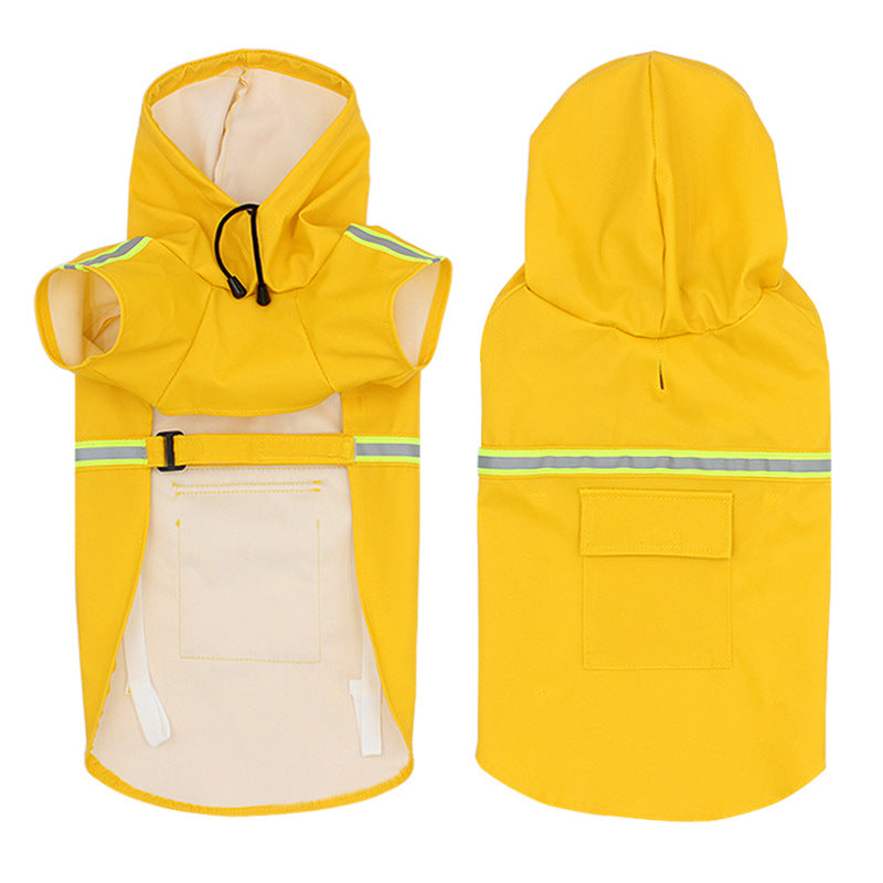 Hooded Dog Raincoat with Reflective Strips