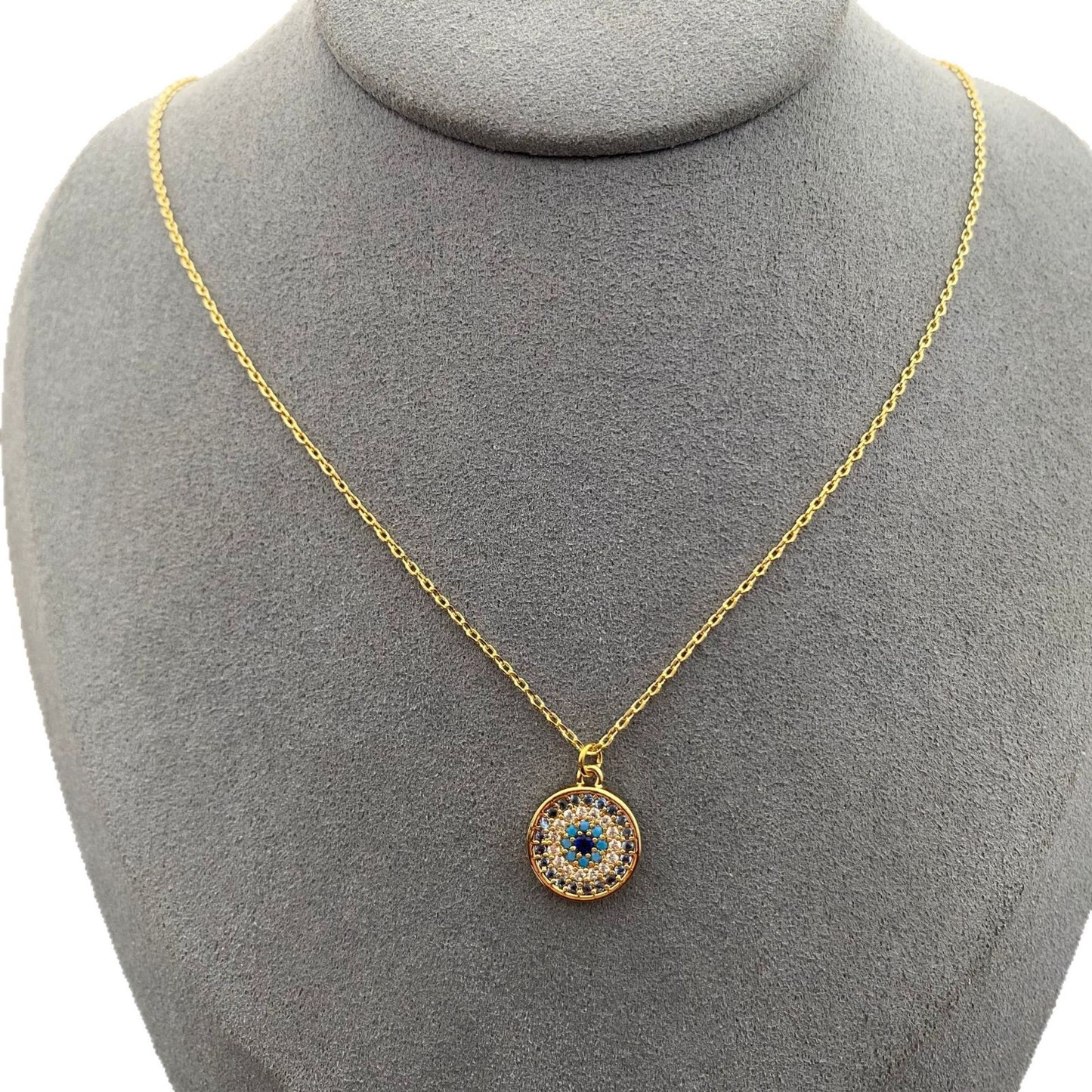 Colorful Zircon Inlaid Geometric Round Necklace for Women