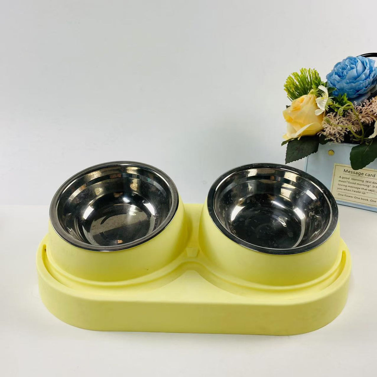 Double Compartment Pet Food and Water Bowl