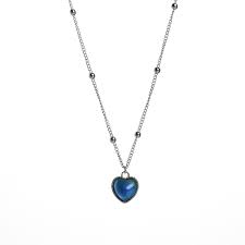Thermochromic Mood Monitor Heart Pendant Necklace Color Change As Emperature Women Girls Clavicle Chain Necklaces Lover Jewelry