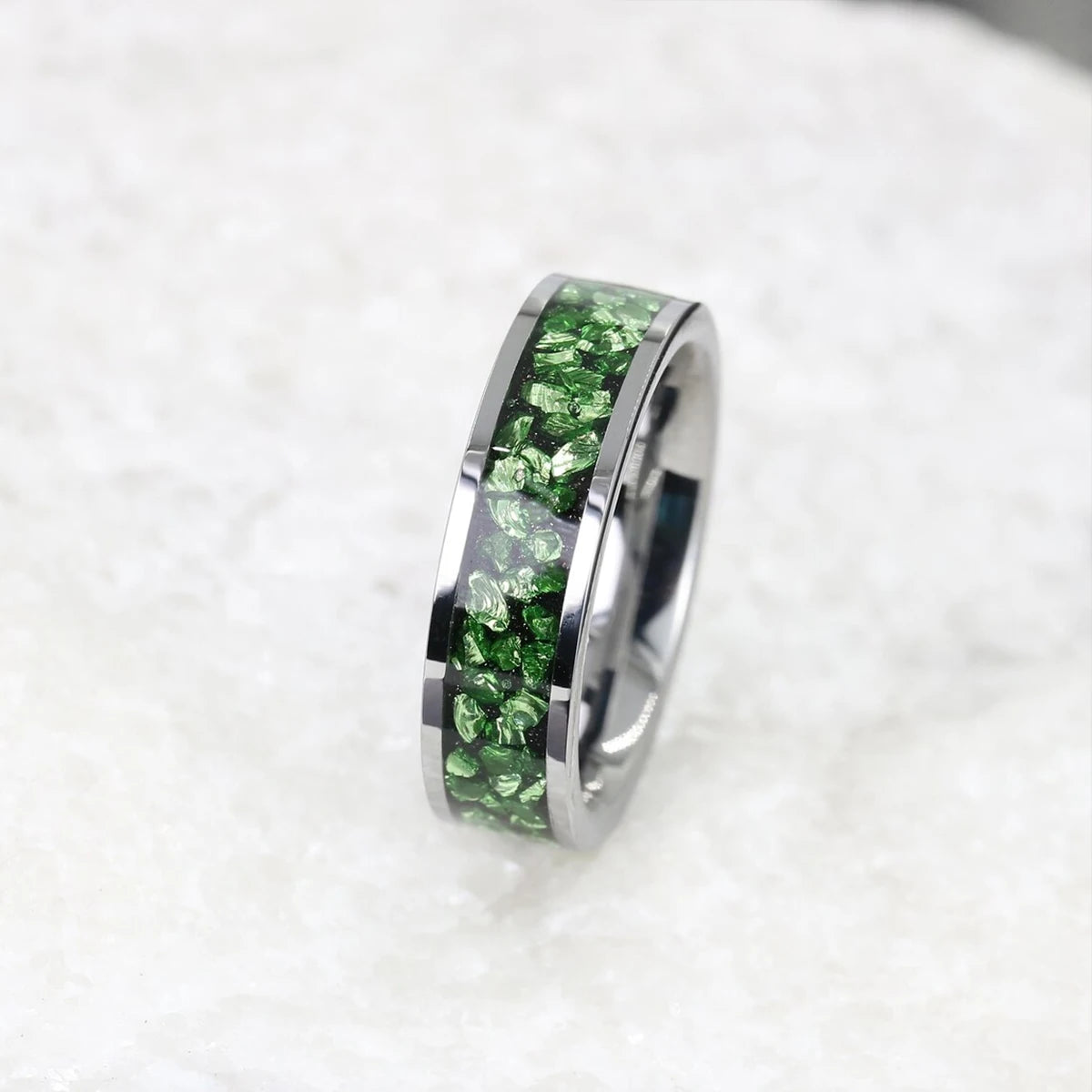 6MM Green Crystal tungsten ring for man anillos bague homme pareja de compromiso fashion jewelry wedding bands engagement rings