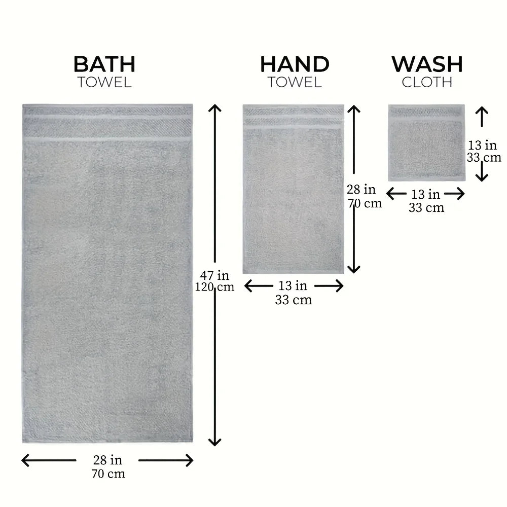 10pcs Bath Towel Set 4pcs Bath Towels&2pcs Hand Towels&4pcs Washcloths Solid Color Cotton Towels Absorbent Quick-drying