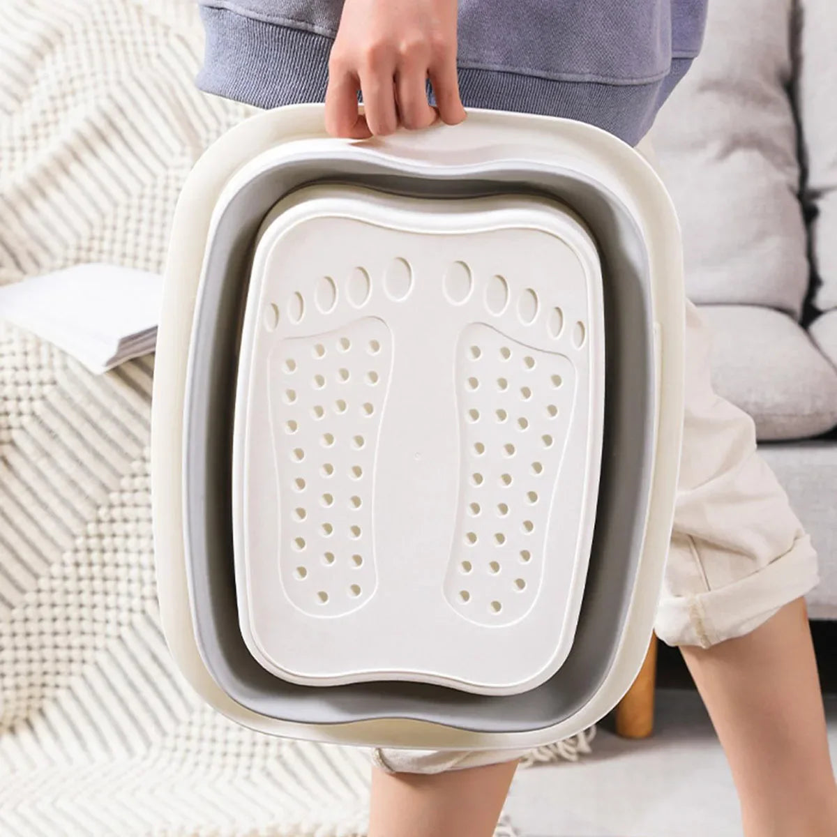 1pc Portable Foldable Foot Bath Basin – Relaxing Foot Spa with Built-in Massager – Deep Soak for Ultimate Comfort