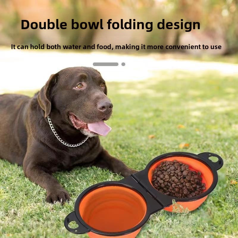 Portable Foldable Double Pet Bowl
