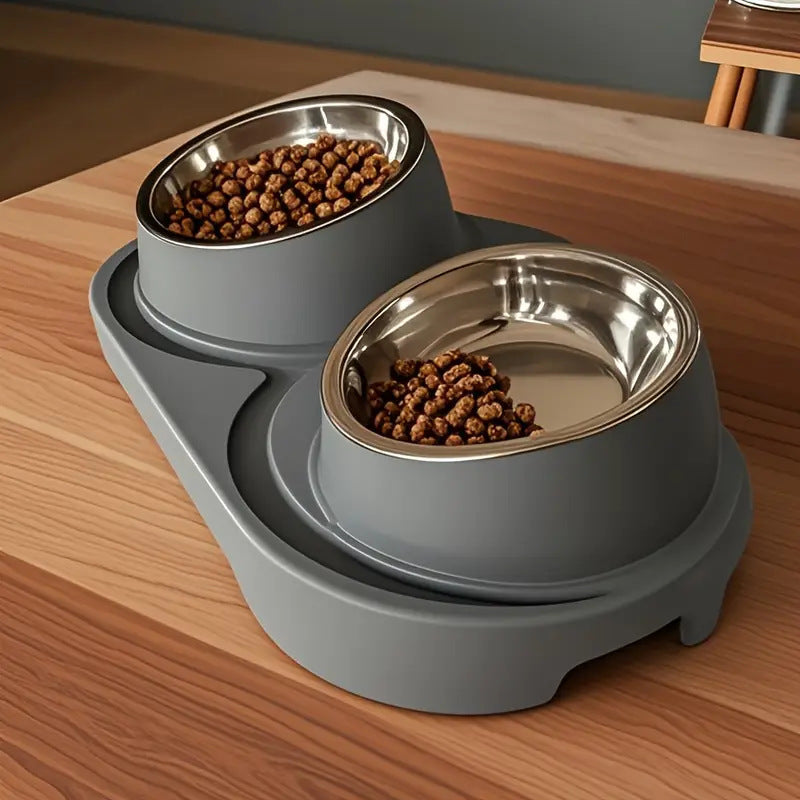 Double Compartment Pet Food and Water Bowl