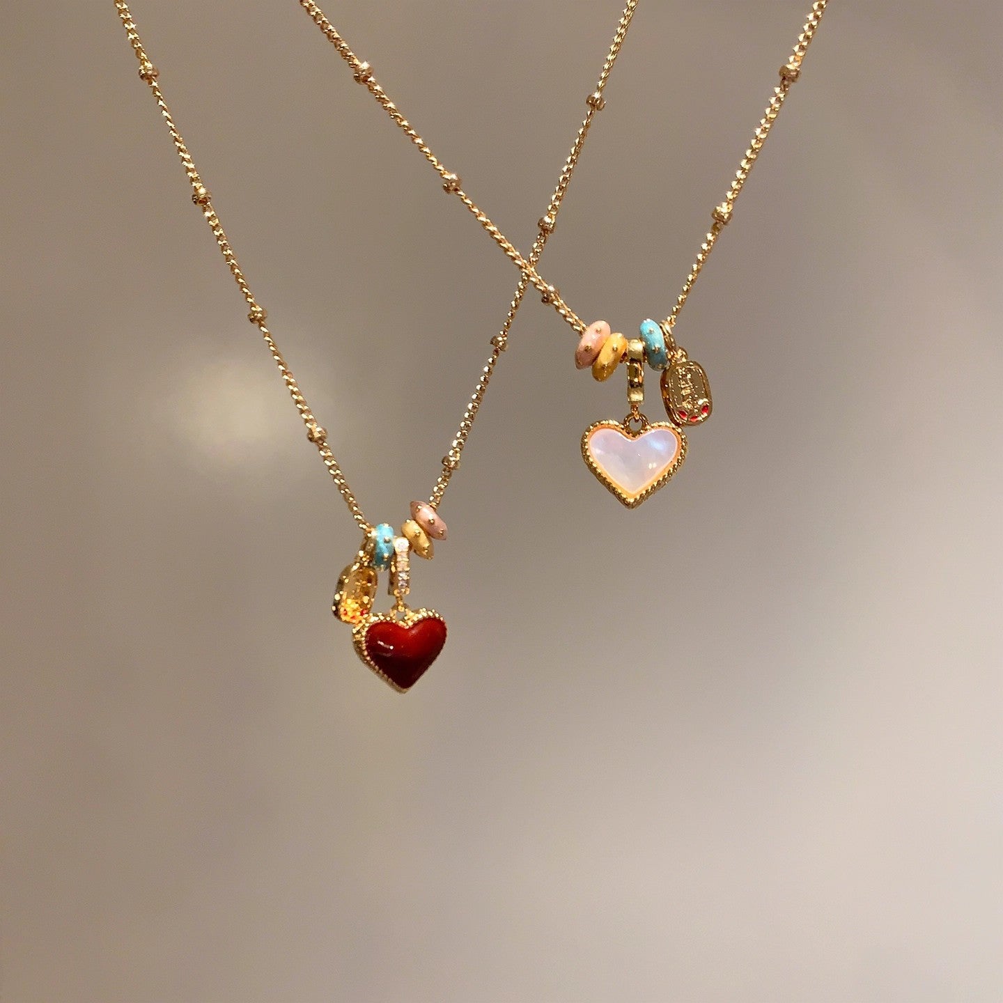 Red Glaze Heart Pendant Necklace