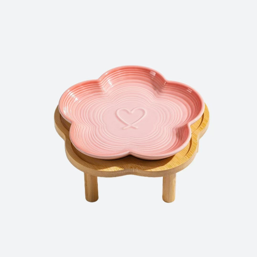Ceramic Pet Bowl Cute Cat Snack Canned Plate High Foot Neck ProtectionBowl