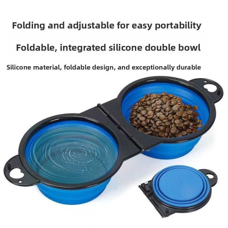 Portable Foldable Double Pet Bowl