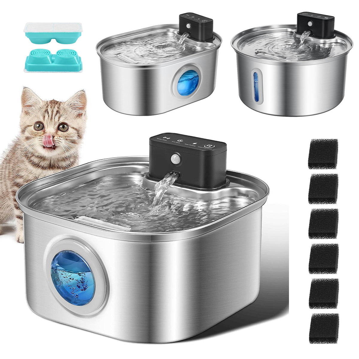 Automatic Sensor Pet Water Fountain with Stainless Steel Design