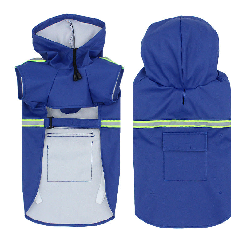 Hooded Dog Raincoat with Reflective Strips