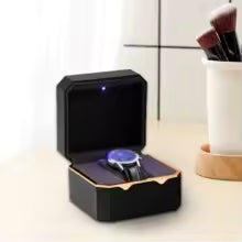 Luxury Octagon Flannel Watch Jewelry Case with LED Light Single Watch Case Jewelry Display Storage Gift Protective Box