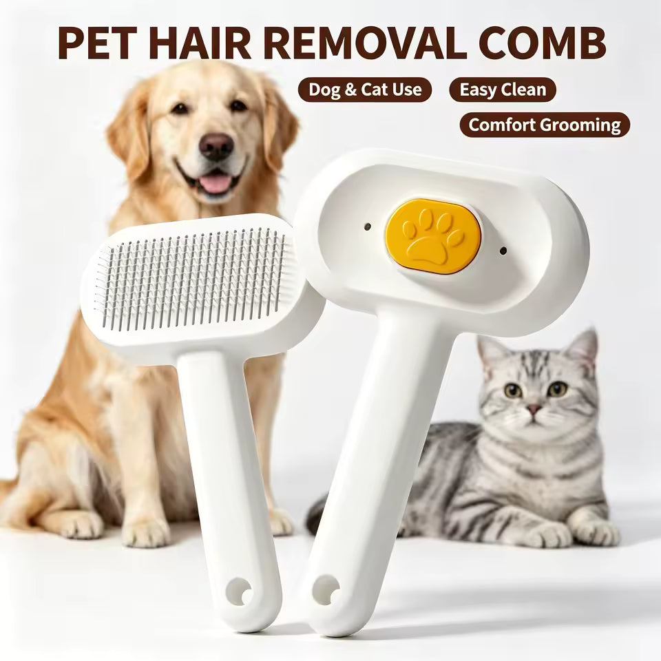One‑Touch Self‑Cleaning Pet Slicker Brush