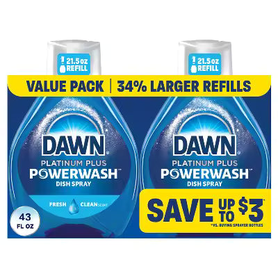 Dish Soap Spray Refill Fresh Scent 16 oz Grease Cleaning Suds for Everyday Kitchen Dishes No Soak Needed