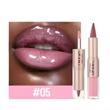 Black Brown Tapered Lip Liner Contour Pencil Double Head Mirror Plumping Lip Glaze Crystal Lip Gloss Sexy Red Lips Tint Makeup