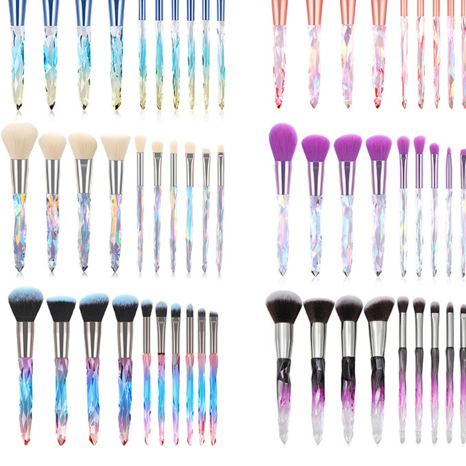 Ten diamond crystal makeup brushes