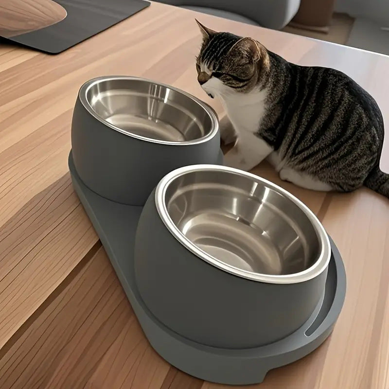 Double Compartment Pet Food and Water Bowl