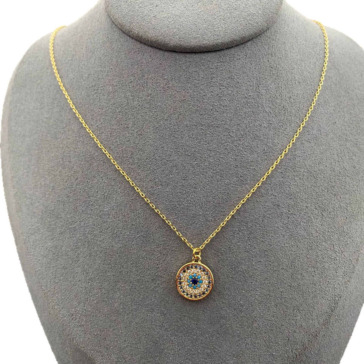 Colorful Zircon Inlaid Geometric Round Necklace for Women