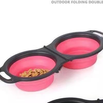 Portable Foldable Double Pet Bowl