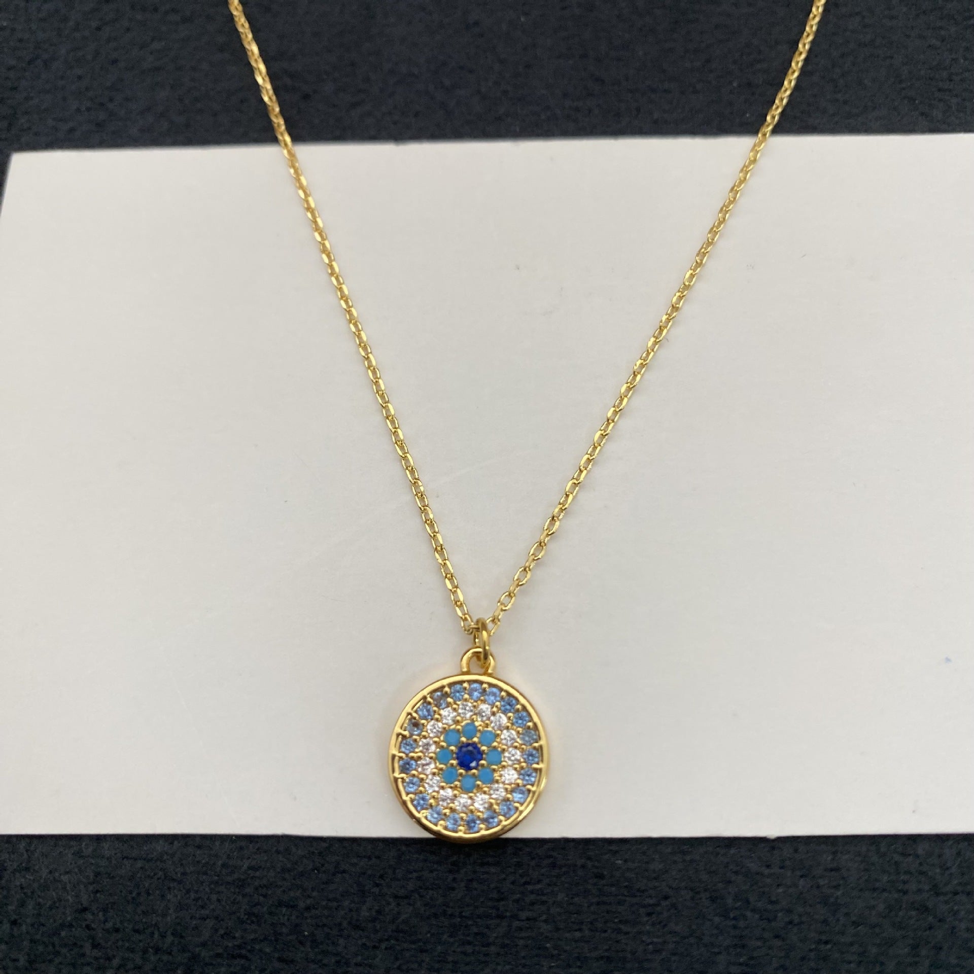 Colorful Zircon Inlaid Geometric Round Necklace for Women
