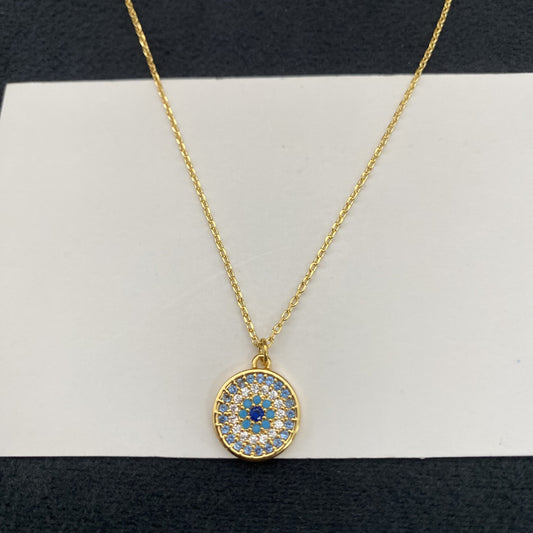 Colorful Zircon Inlaid Geometric Round Necklace for Women
