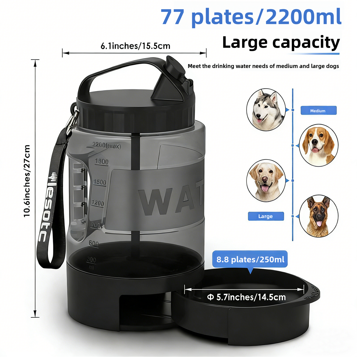 Large Capacity Drinking Water Bottle for Large Pets