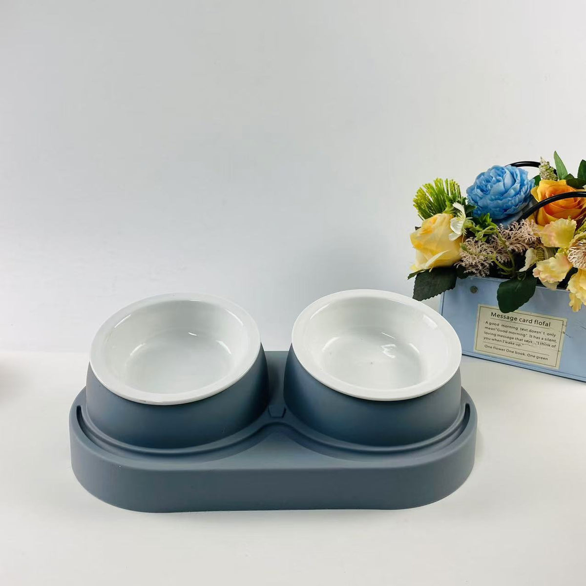 Double Compartment Pet Food and Water Bowl