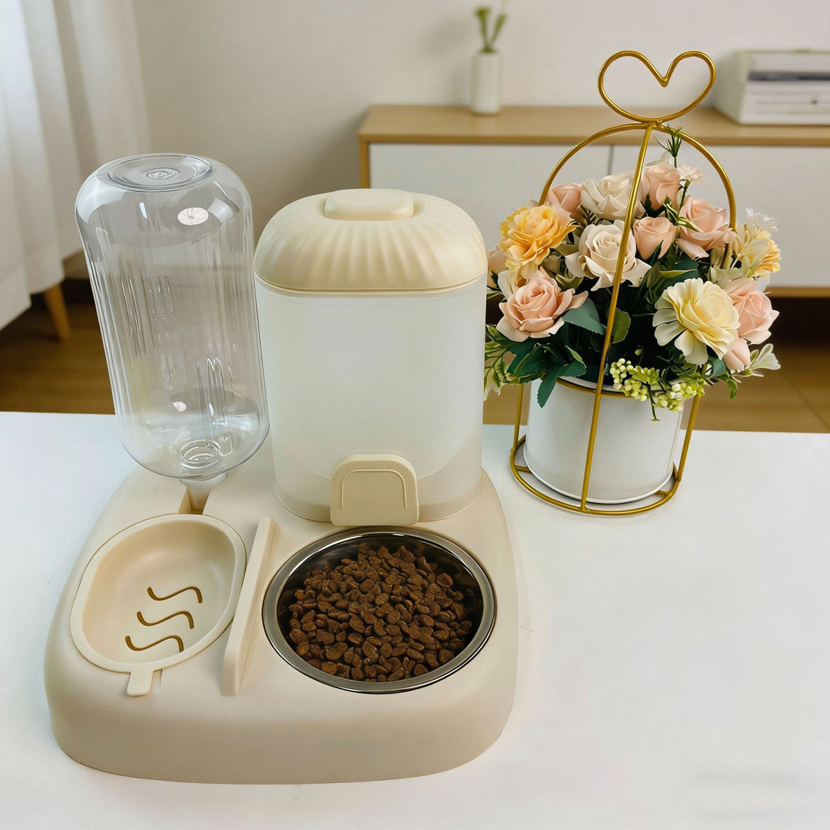 Double Compartment Pet Food and Water Bowl