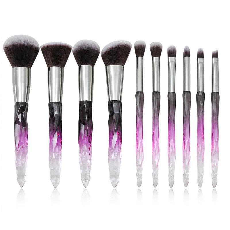 Ten diamond crystal makeup brushes