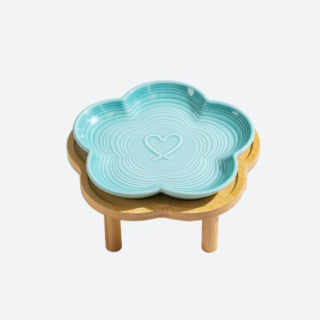 Ceramic Pet Bowl Cute Cat Snack Canned Plate High Foot Neck ProtectionBowl