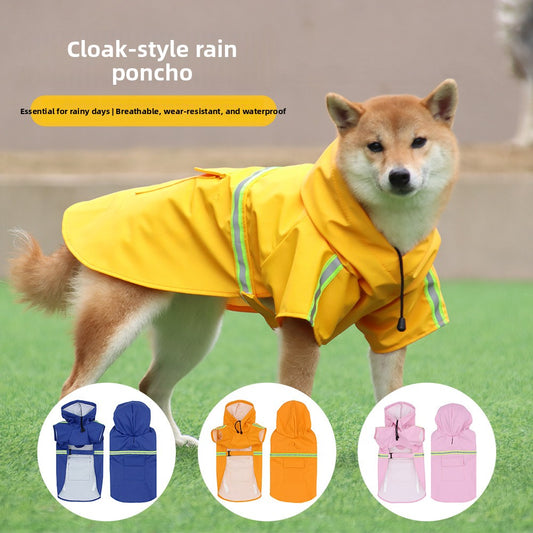 Hooded Dog Raincoat with Reflective Strips