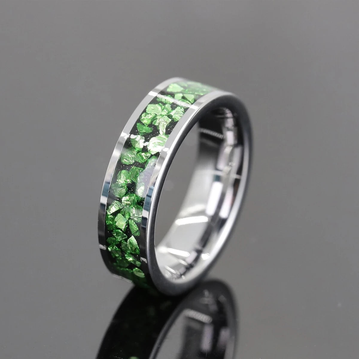 6MM Green Crystal tungsten ring for man anillos bague homme pareja de compromiso fashion jewelry wedding bands engagement rings