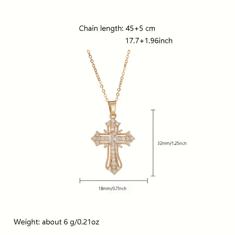 A single-piece white gold cross necklace with a vintage-style pendant, this fashionable choker is suitable for everyday wear, pa