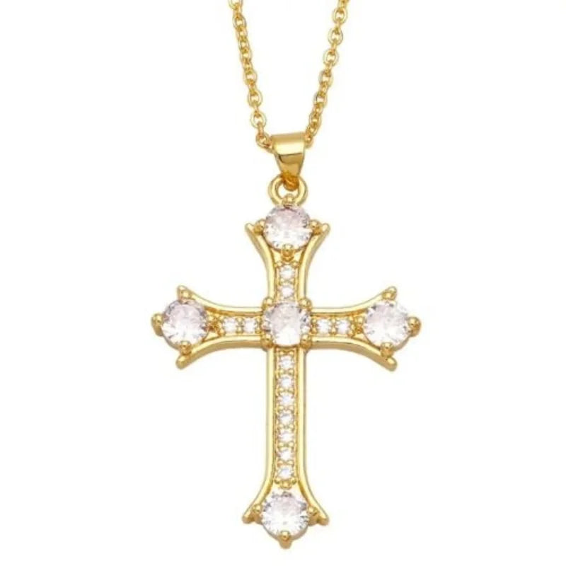 A single-piece white gold cross necklace with a vintage-style pendant, this fashionable choker is suitable for everyday wear, pa