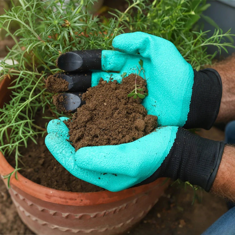 Gardening Gloves with Claws Tools Waterproof Anti-Puncture Anti-Slip for Digging Planting Weeding Durable Dirt Work