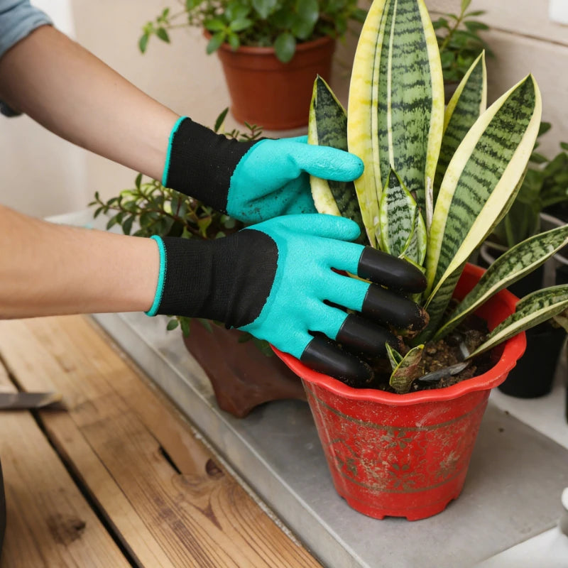 Gardening Gloves with Claws Tools Waterproof Anti-Puncture Anti-Slip for Digging Planting Weeding Durable Dirt Work