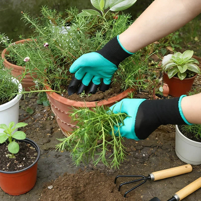 Gardening Gloves with Claws Tools Waterproof Anti-Puncture Anti-Slip for Digging Planting Weeding Durable Dirt Work